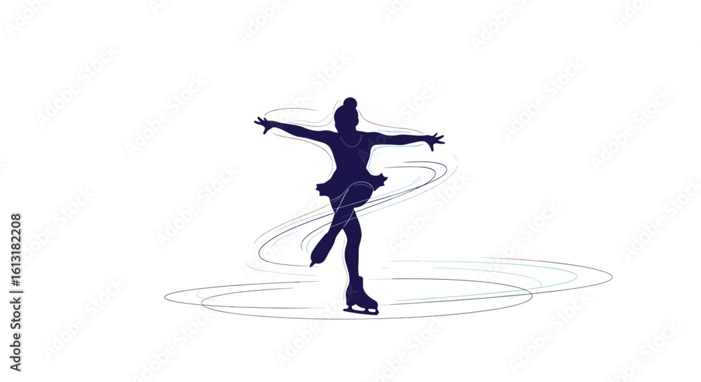 Fototapeta premium Elegant Ice Skating Silhouette Capturing Graceful Movement on the Rink
