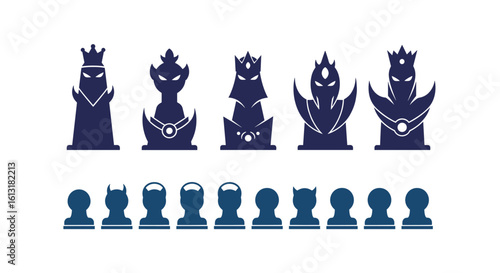 Modern Dark Knight Chess Pieces Collection Strategic Game Design Elements