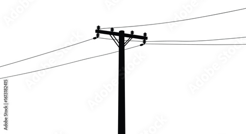 Utility pole with wires against a bright sky showing overhead lines and connections
