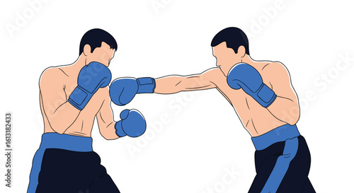 Two Boxers Engage in a Close Combat Match Displaying Their Athletic Skills