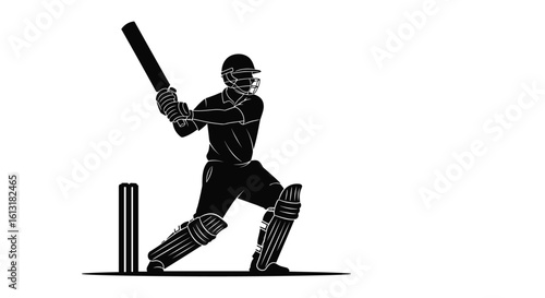 Cricket Batter Preparing to Hit the Ball During a Competitive Match