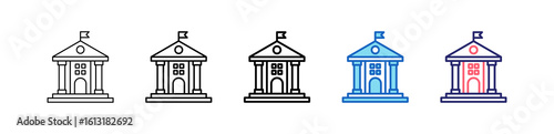 Government Icon In 5 Different Styles Set Collection.  