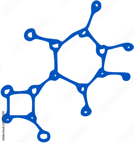 Stylized molecular structure, conveying scientific analysis or chemistry