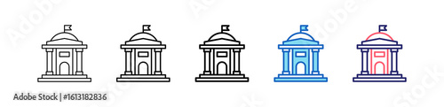 Government Icon In 5 Different Styles Set Collection.  