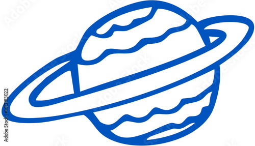 Planet with surrounding rings, resembling Saturn and evoking space exploration