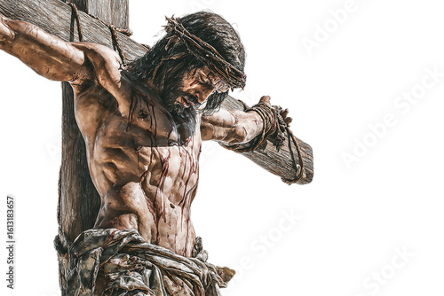 Wallpaper Mural A closeup of jesus christ on the cross, showcasing the details of his suffering and the symbolism of his sacrifice isolated on transparent background Torontodigital.ca