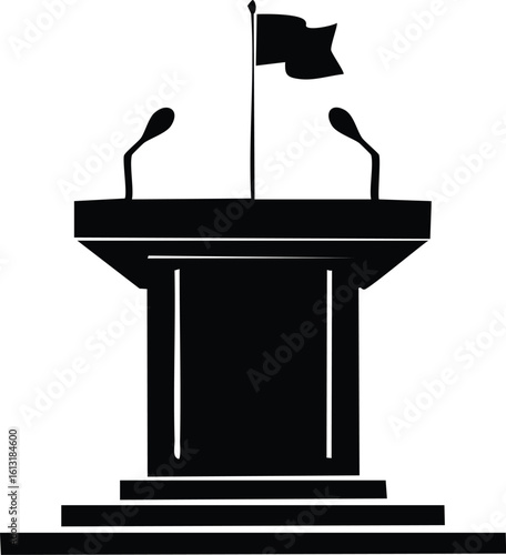 Public Debate Stage Silhouette Illustration

