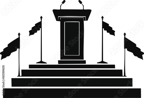 Debate Event Silhouette on White Background

