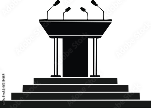 Politicians on Debate Stage Silhouette Artwork

