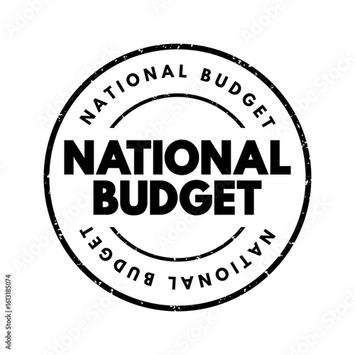 National Budget - the financial plan created by a government that outlines its expected revenue and expenditures for a specific period, typically one fiscal year, text concept stamp