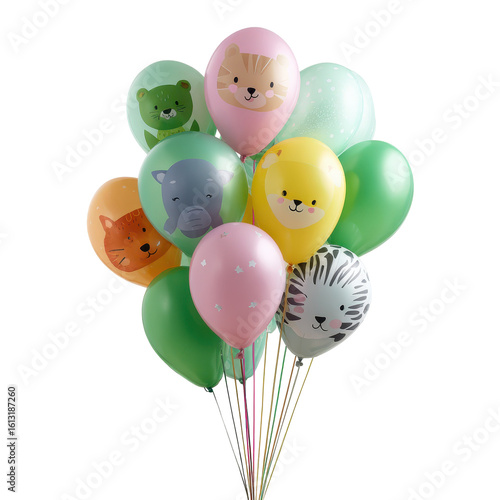 Wallpaper Mural Animal-themed birthday balloons isoleted on transparent background . Torontodigital.ca