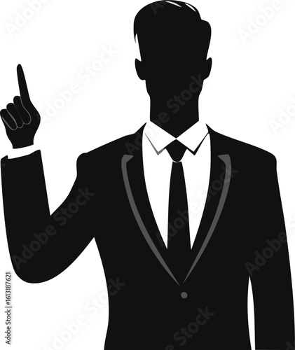 Political Leader Pointing Silhouette Black and White


