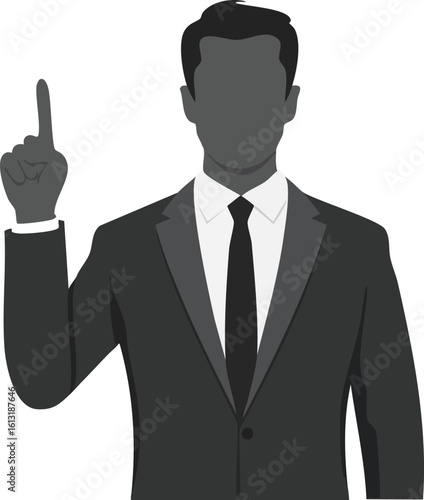 Leader Pointing Finger Silhouette on White Background

