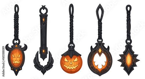 Spooky Halloween Ornaments: A Set of Decorative Pumpkin Lanterns