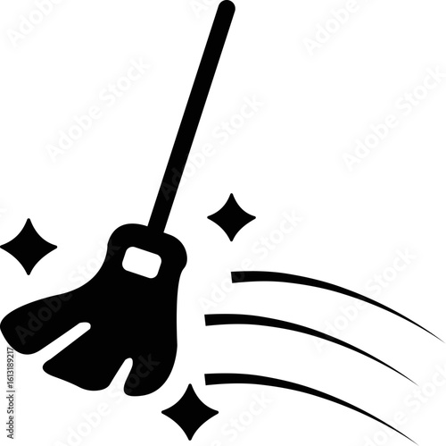 Cleaning icon, black vector of hygiene, sanitizing and housekeeping tools in flat style, cleaning equipment disinfect, mop, wipe symbols isolated on transparent background