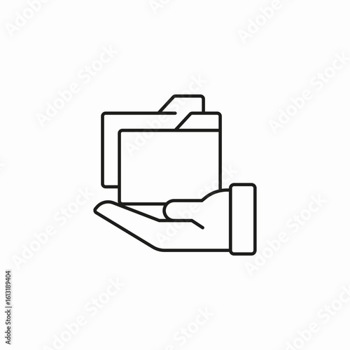 hand holding folder icon sign vector