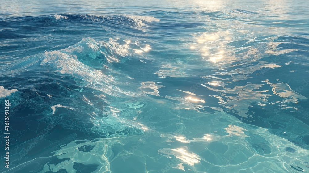 Calm Blue Ocean Water with Sunlight Reflections and Gentle Waves Calm Blue Ocean Water with Sunlight Reflections and Gentle Waves