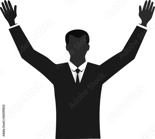 Black and White Leader Raising Hands Artwork

