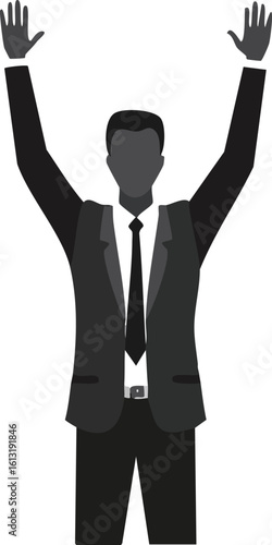 Corporate Leader Hands Up Silhouette Design

