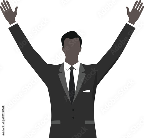 Public Figure Raising Hands Silhouette Vector

