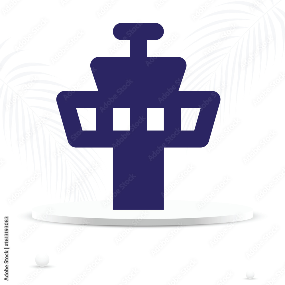 Obraz premium Control Tower Icon Aviation Communication Center