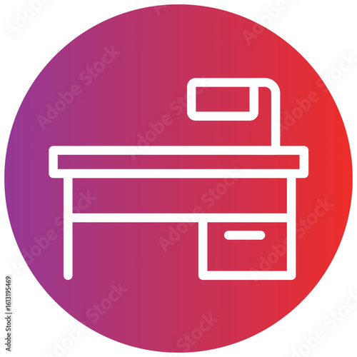 Counter Desk Line Icon Style