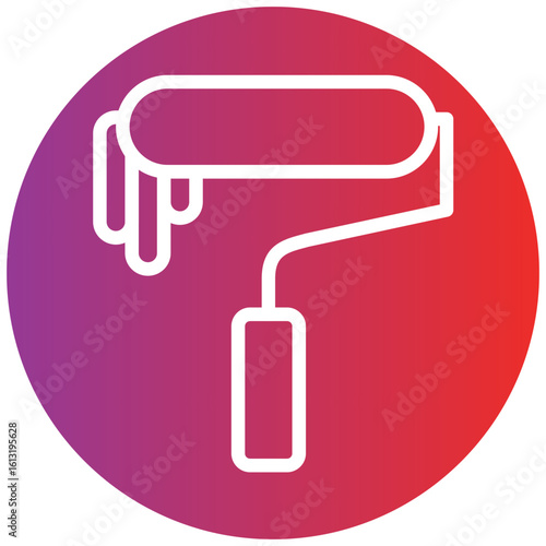 Paint Roller Line Icon Style