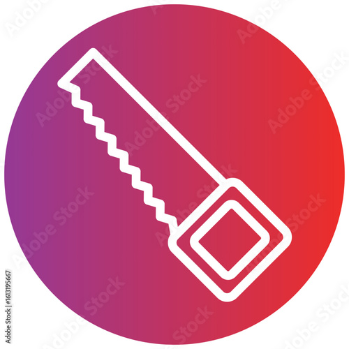 Hand Saw Line Icon Style