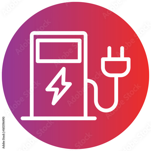 Electric Station Line Icon Style