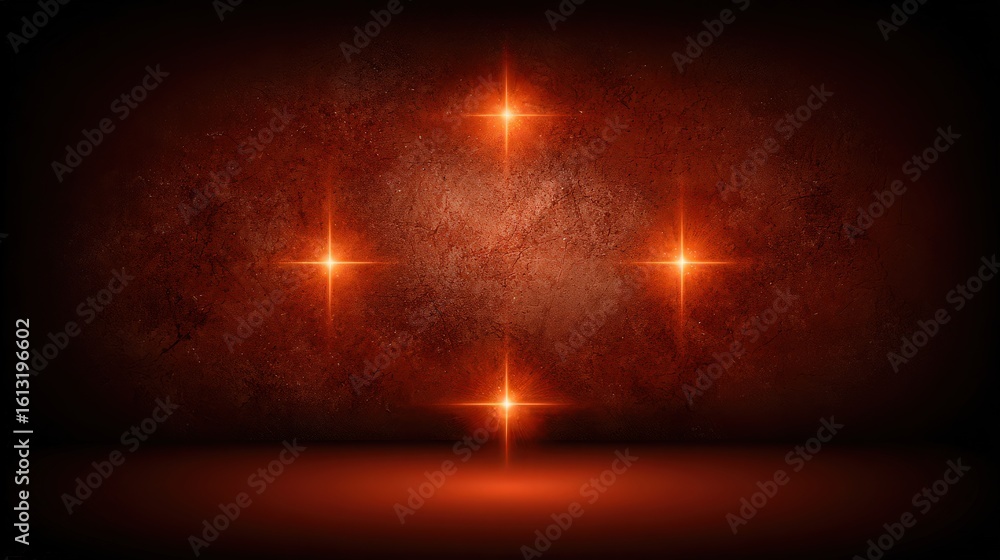 A vibrant abstract background featuring glowing stars against a textured red wall, perfect for use in digital designs, posters, or thematic projects that require a bold, striking visual element,
