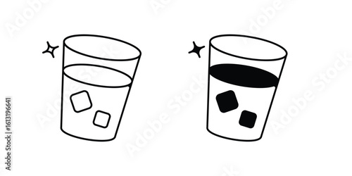 Juice Glass set icon with white background vector stock illustration