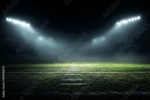 Wallpaper Mural Empty American football field illuminated by stadium lights at night. Torontodigital.ca