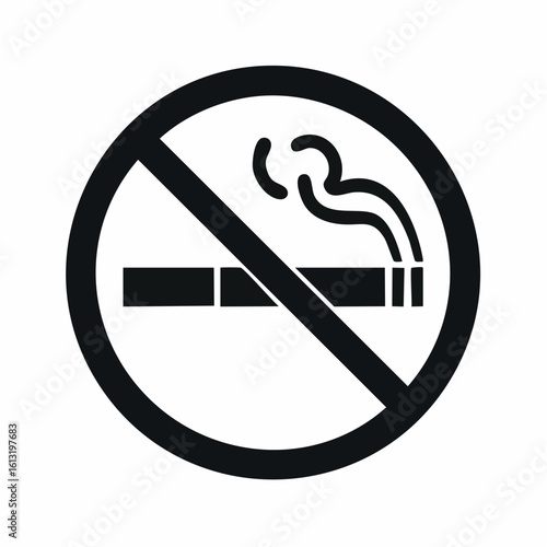 Black and white vector silhouette of a no smoking sign typically found in public buildings