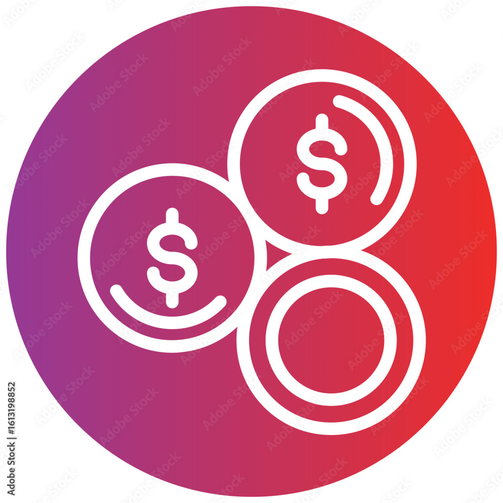 Fototapeta premium Coins Line Icon Style