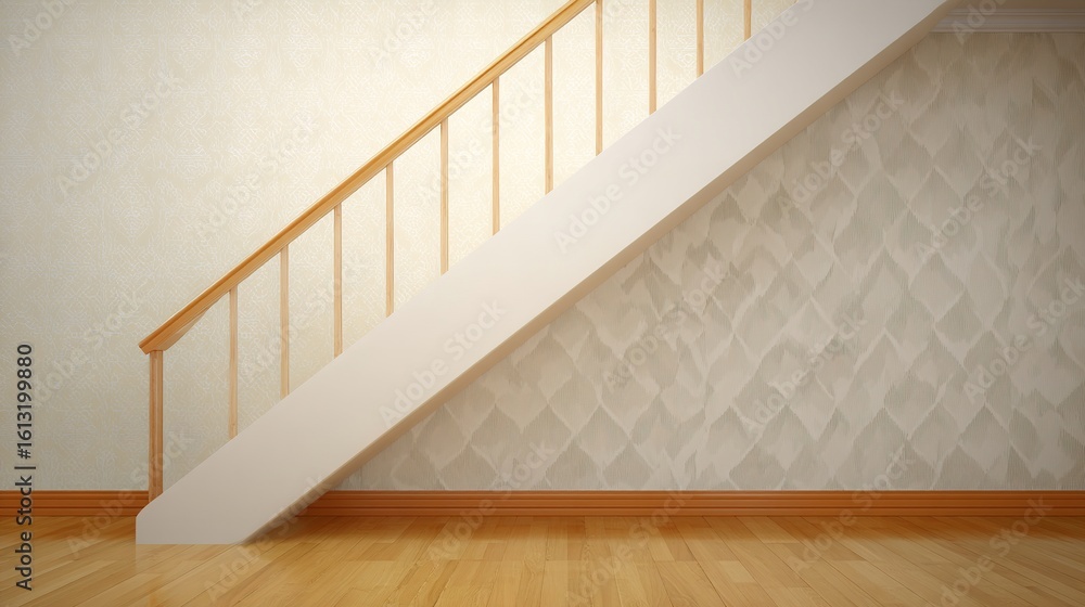 Obraz premium Simple staircase with light tones and wooden details 