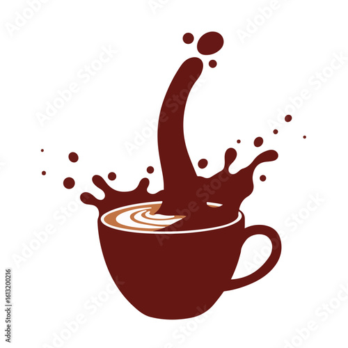 Enjoyment of cappuccino splash silhouette in dark red and sand tones