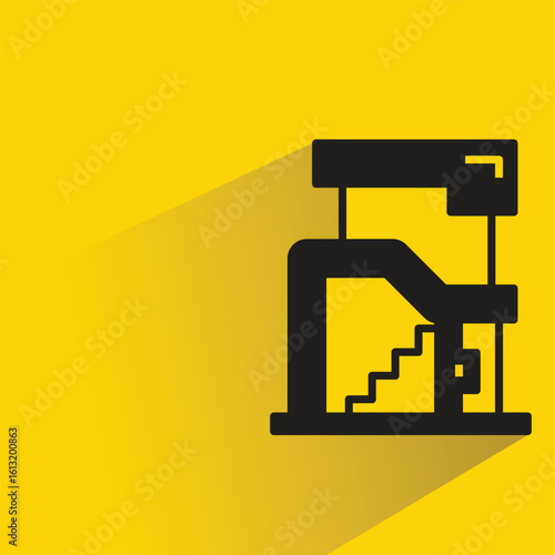 house building icon with shadow on yellow background