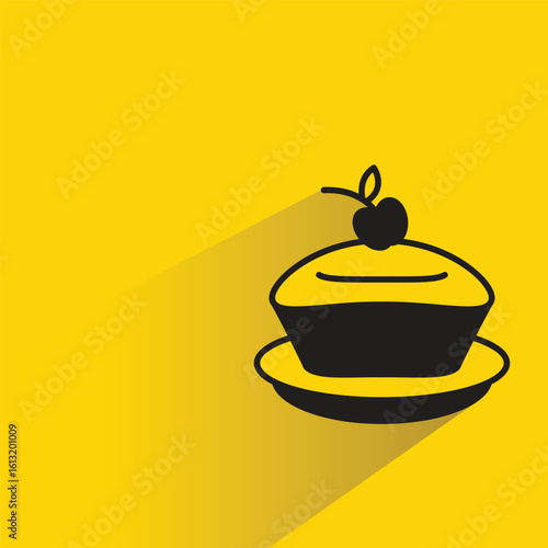 cake icon with shadow on yellow background
