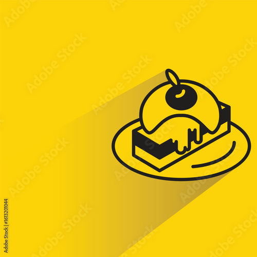 cake icon with shadow on yellow background