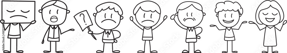 Fototapeta premium simple figures people at a rally, vector