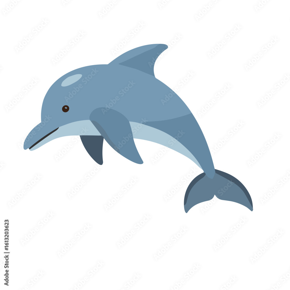 Fototapeta premium Playful dolphin leaping gracefully through water, illustration.