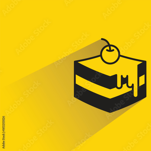 cake icon with shadow on yellow background