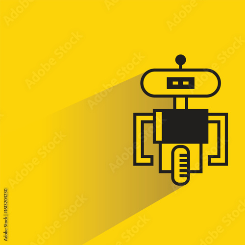 robot icon with shadow on yellow background