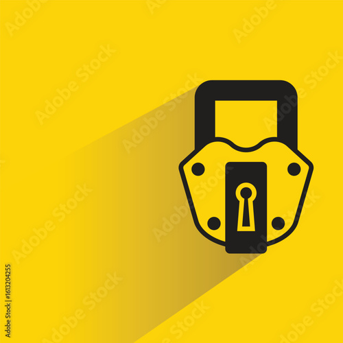 padlock icon with shadow on yellow background