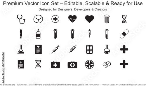 Medical and Healthcare Icons Set Black and White medical icons