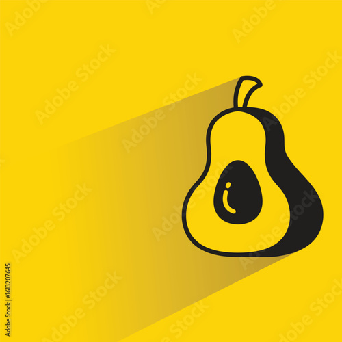 avocado icon with shadow on yellow background