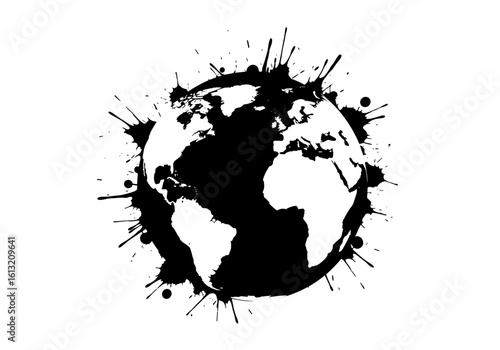 Ink splash design of the globe for global awareness and environmental themes