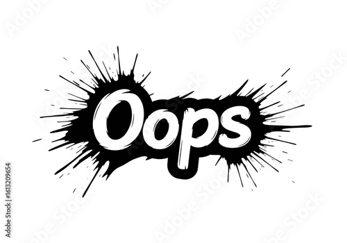 Ink splash design featuring the word "Oops" for humor and playful themes