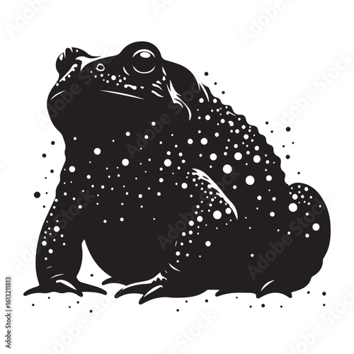 Minimal Black Toad Silhouette Vector with Spots