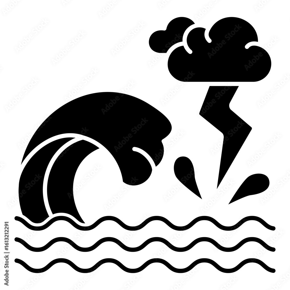 Sea Storm Glyph Icon Sea Storm Glyph Icon